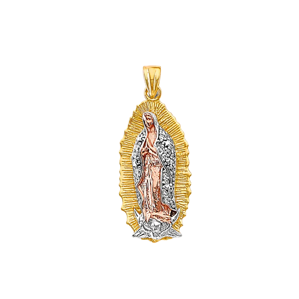 Guadalupe with CZ Pendant - 14k Tri Color Gold