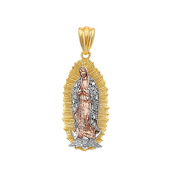 Guadalupe with CZ Pendant - 14k Tri Color Gold