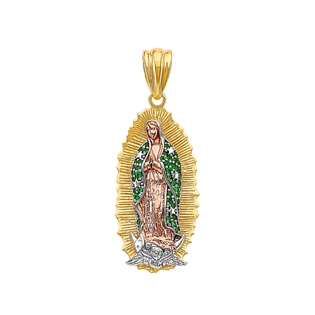 Guadalupe with CZ Pendant - 14k Tri Color Gold