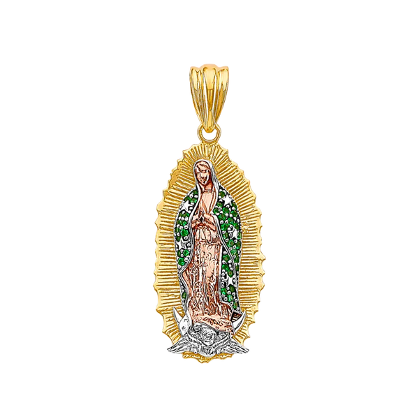 Guadalupe with CZ Pendant - 14k Tri Color Gold