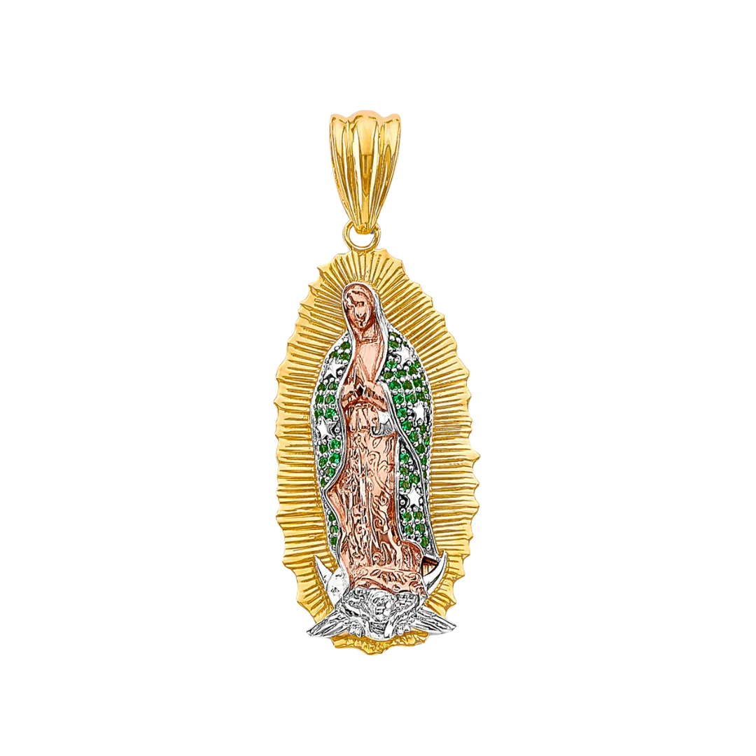 Guadalupe with CZ Pendant - 14k Tri Color Gold