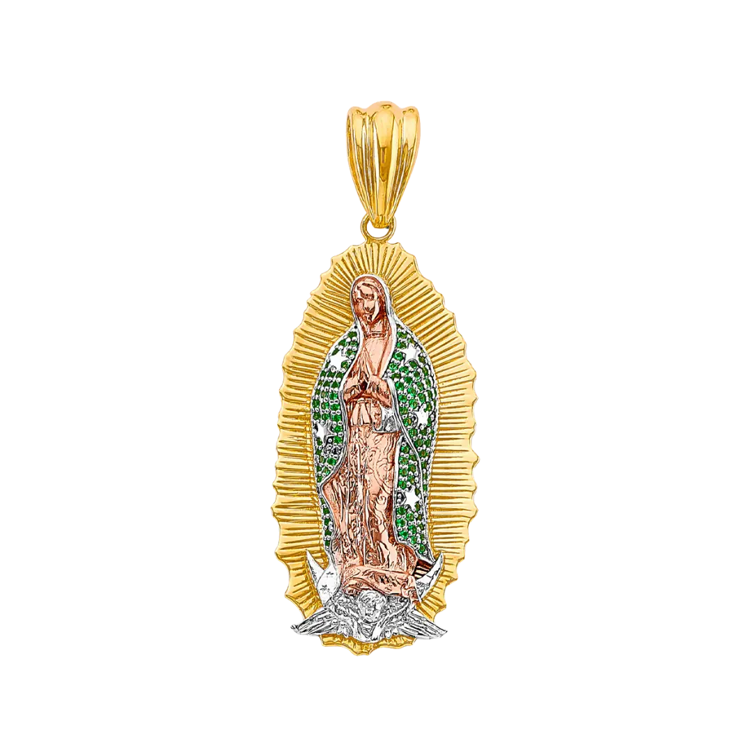 Guadalupe with CZ Pendant - 14k Tri Color Gold