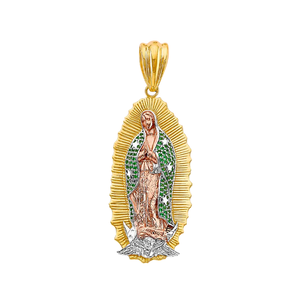 Guadalupe with CZ Pendant - 14k Tri Color Gold