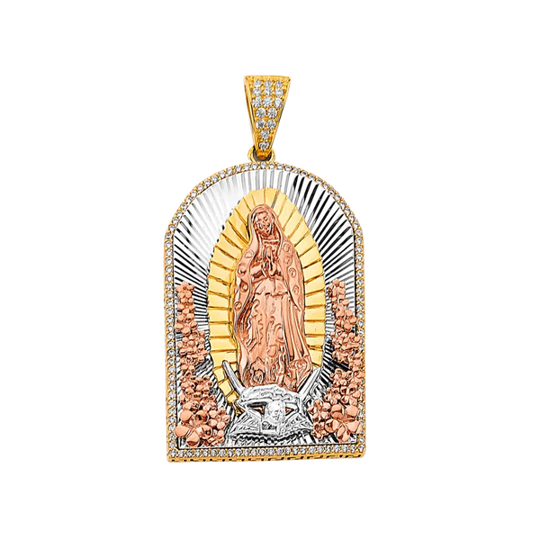 Guadalupe with CZ Pendant - 14k Tri Color Gold