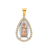 Guadalupe with CZ Pendant - 14k Tri Color Gold