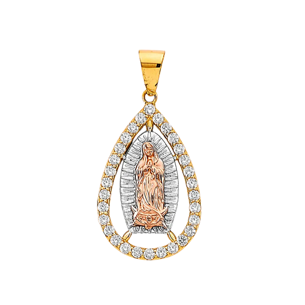 Guadalupe with CZ Pendant - 14k Tri Color Gold