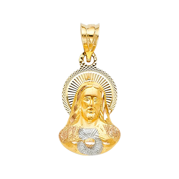 Jesus Stamp Pendant - 14k Two Tone Gold