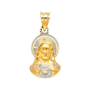 Jesus Stamp Pendant - 14k Two Tone Gold