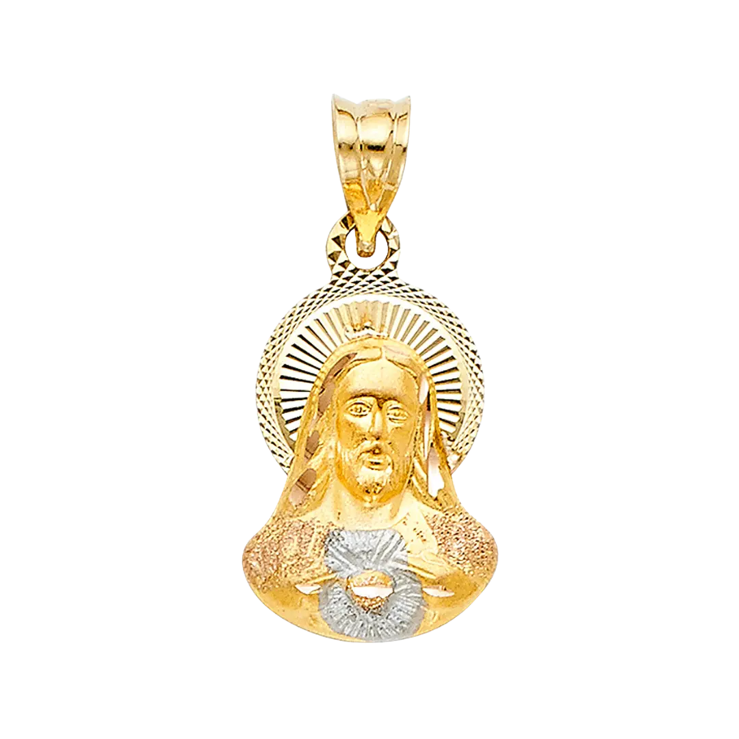 Jesus Stamp Pendant - 14k Two Tone Gold