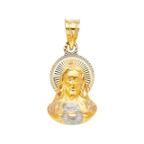 Jesus Stamp Pendant - 14k Two Tone Gold