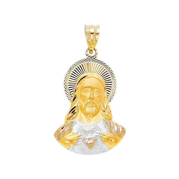 Jesus Stamp Pendant - 14k Two Tone Gold