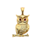 Owl with CZ Pendant - 14k Yellow Gold