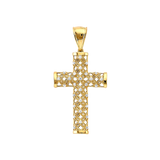 Cross with CZ Pendant - 14k Yellow Gold