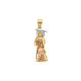 Santa Muerte 3D with CZ Pendant - 14k Tri Color Gold