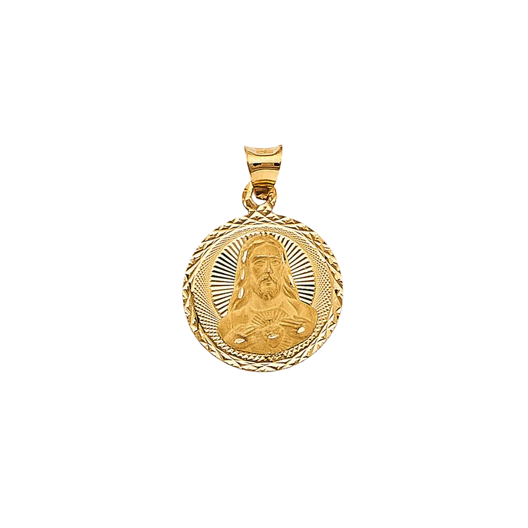 Jesus Stamp Pendant - 14k Yellow Gold