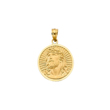 Round Jesus Pendant - 14k Yellow Gold