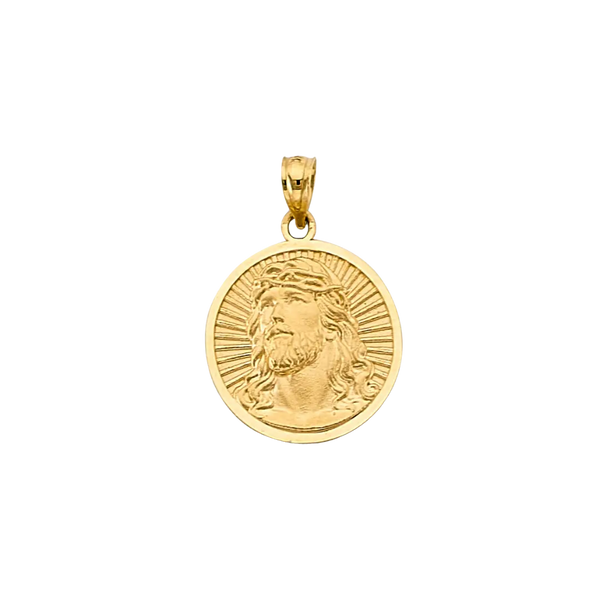 Round Jesus Pendant - 14k Yellow Gold