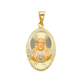 Jesus Stamp Pendant - 14k Two Tone Gold