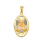 Jesus Stamp Pendant - 14k Two Tone Gold