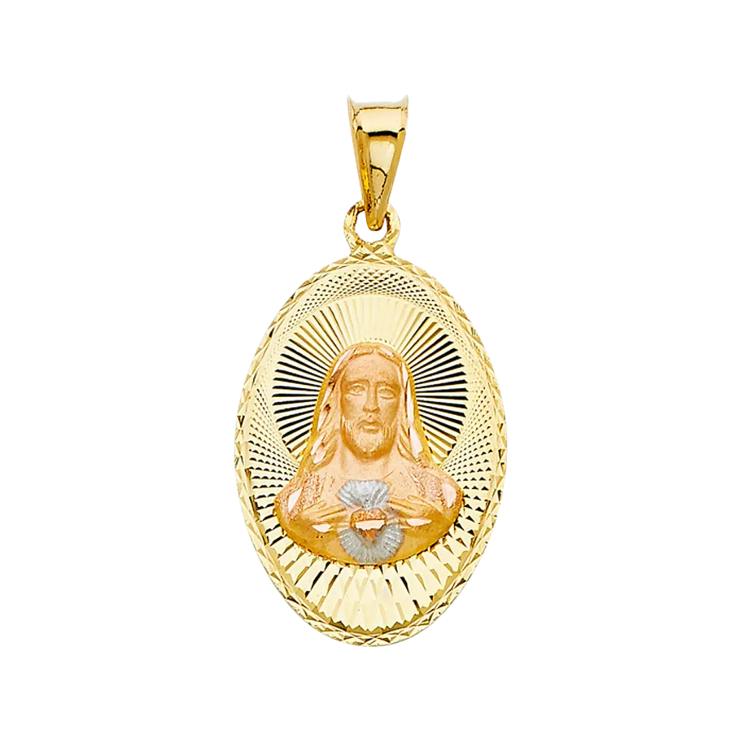 Jesus Stamp Pendant - 14k Two Tone Gold