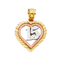 Quince Anos Heart Pendant - 14k Tri Color Gold