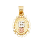 Oval Quince Anos Pendant - 14k Tri Color Gold