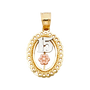 Oval Quince Anos Pendant - 14k Tri Color Gold