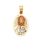 Oval Quince Anos Pendant - 14k Tri Color Gold