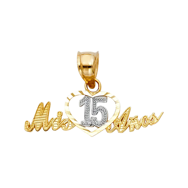 Quince Anos Pendant - 14k Two Tone Gold