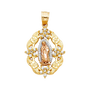 Guadalupe with Flower Pendant - 14k Tri Color Gold