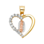 Guadalupe Heart with CZ Pendant - 14k Tri Color Gold