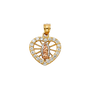 Guadalupe Heart with CZ Pendant - 14k Tri Color Gold