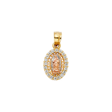 Guadalupe with CZ Pendant - 14k Tri Color Gold