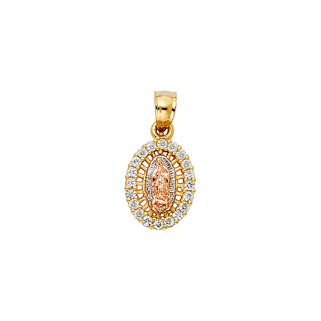 Guadalupe with CZ Pendant - 14k Tri Color Gold