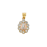 Guadalupe with CZ Pendant - 14k Tri Color Gold