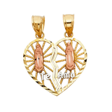 Te Amo Heart 2 Piece Pendant - 14k Tri Color Gold