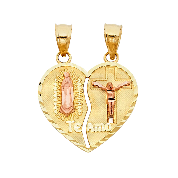 Te Amo Heart 2 Piece Pendant - 14k Two Tone Gold