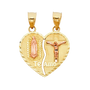 Te Amo Heart 2 Piece Pendant - 14k Two Tone Gold