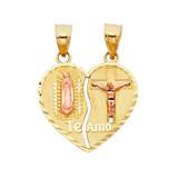 Te Amo Heart 2 Piece Pendant - 14k Two Tone Gold