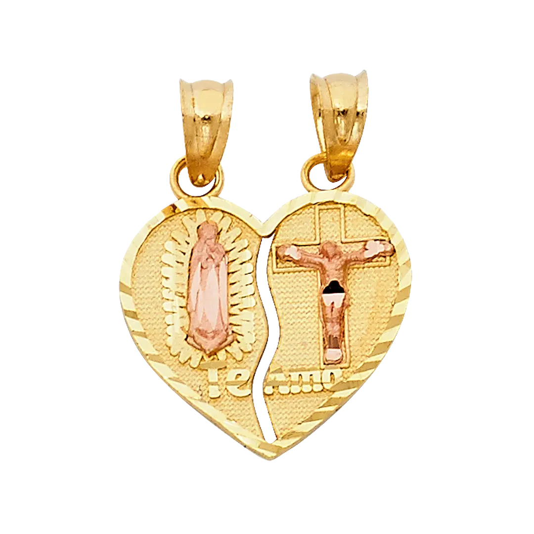 Te Amo Heart 2 Piece Pendant - 14k Two Tone Gold