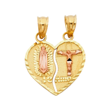 Te Amo Heart 2 Piece Pendant - 14k Two Tone Gold