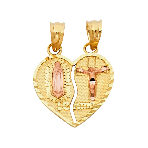 Te Amo Heart 2 Piece Pendant - 14k Two Tone Gold