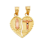 Te Amo Heart 2 Piece Pendant - 14k Two Tone Gold