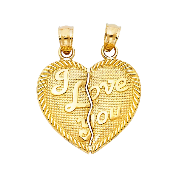 I Love You Heart 2 Piece Pendant - 14k Yellow Gold