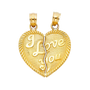 I Love You Heart 2 Piece Pendant - 14k Yellow Gold