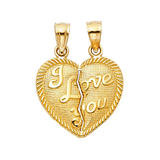 I Love You Heart 2 Piece Pendant - 14k Yellow Gold