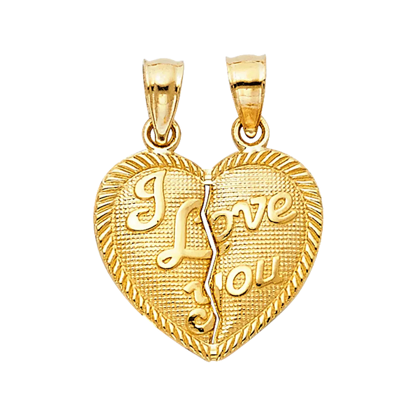 I Love You Heart 2 Piece Pendant - 14k Yellow Gold