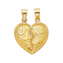 I Love You Heart 2 Piece Pendant - 14k Yellow Gold