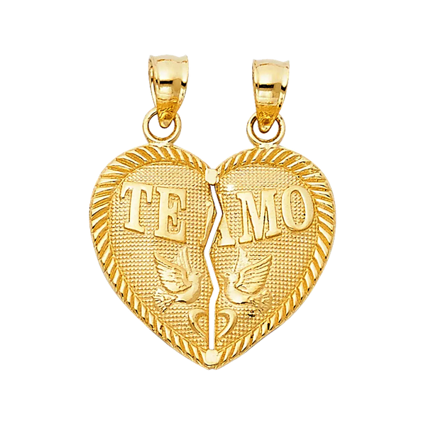 Te Amo Heart 2 Piece Pendant - 14k Yellow Gold