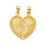 Te Amo Heart 2 Piece Pendant - 14k Yellow Gold